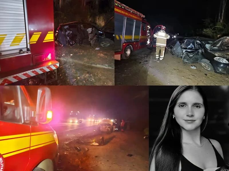 Jovem mulher morre, outra fica ferida gravemente e outras quatro feridas em colisão na BR 262