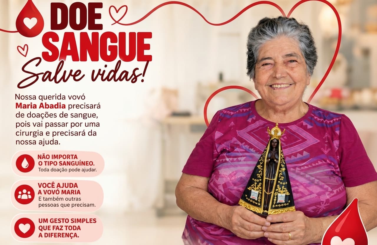 Família mobiliza campanha de doação de sangue para ajudar Maria Abadia