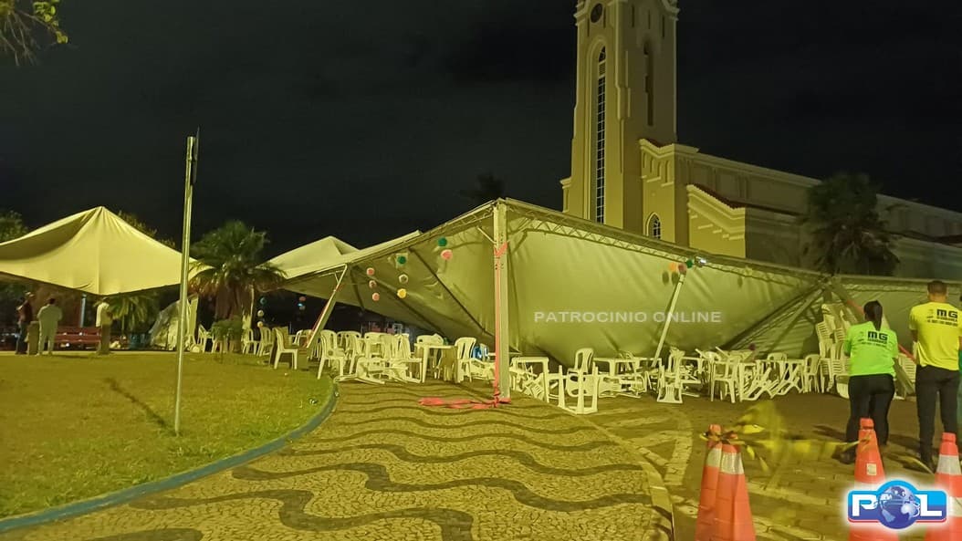 ENTREVISTA: Fortes ventos derrubam tenda e deixa uma pessoa ferida durante festa em Patrocínio