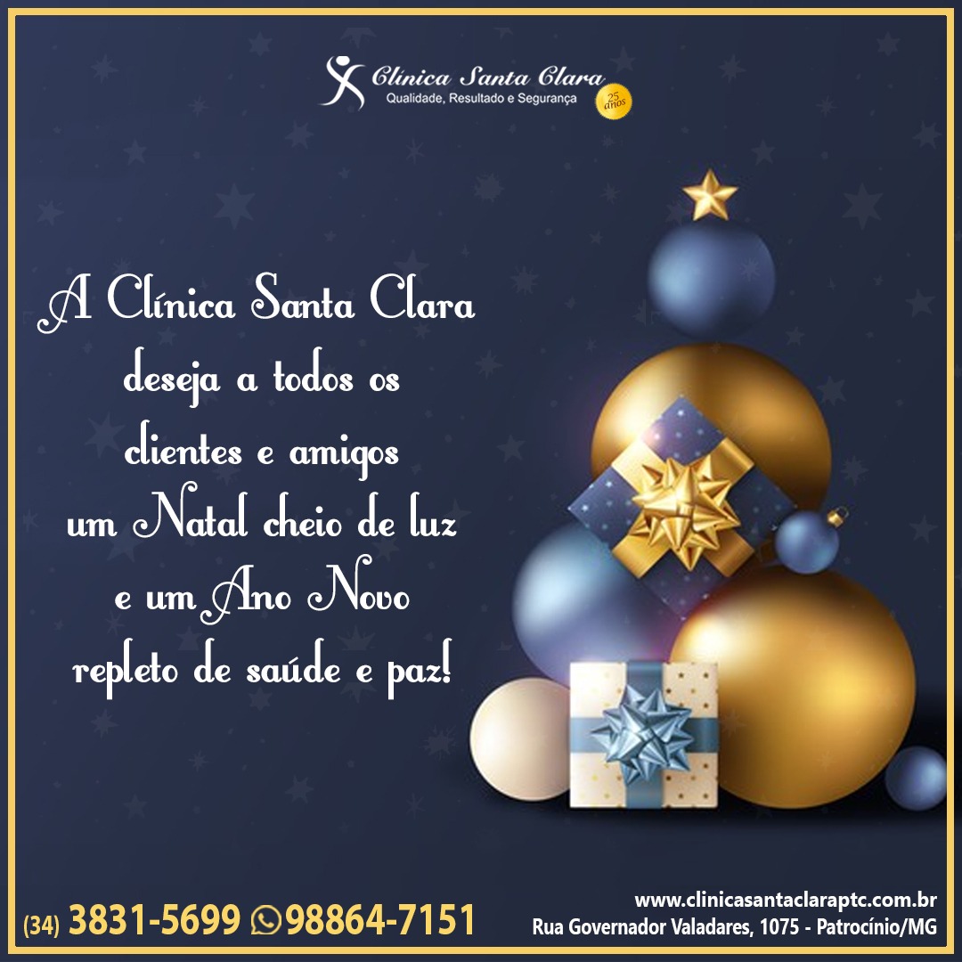 Clínica Santa Clara deseja a todos um Feliz Natal e um Ano Novo repleto de  saúde e paz