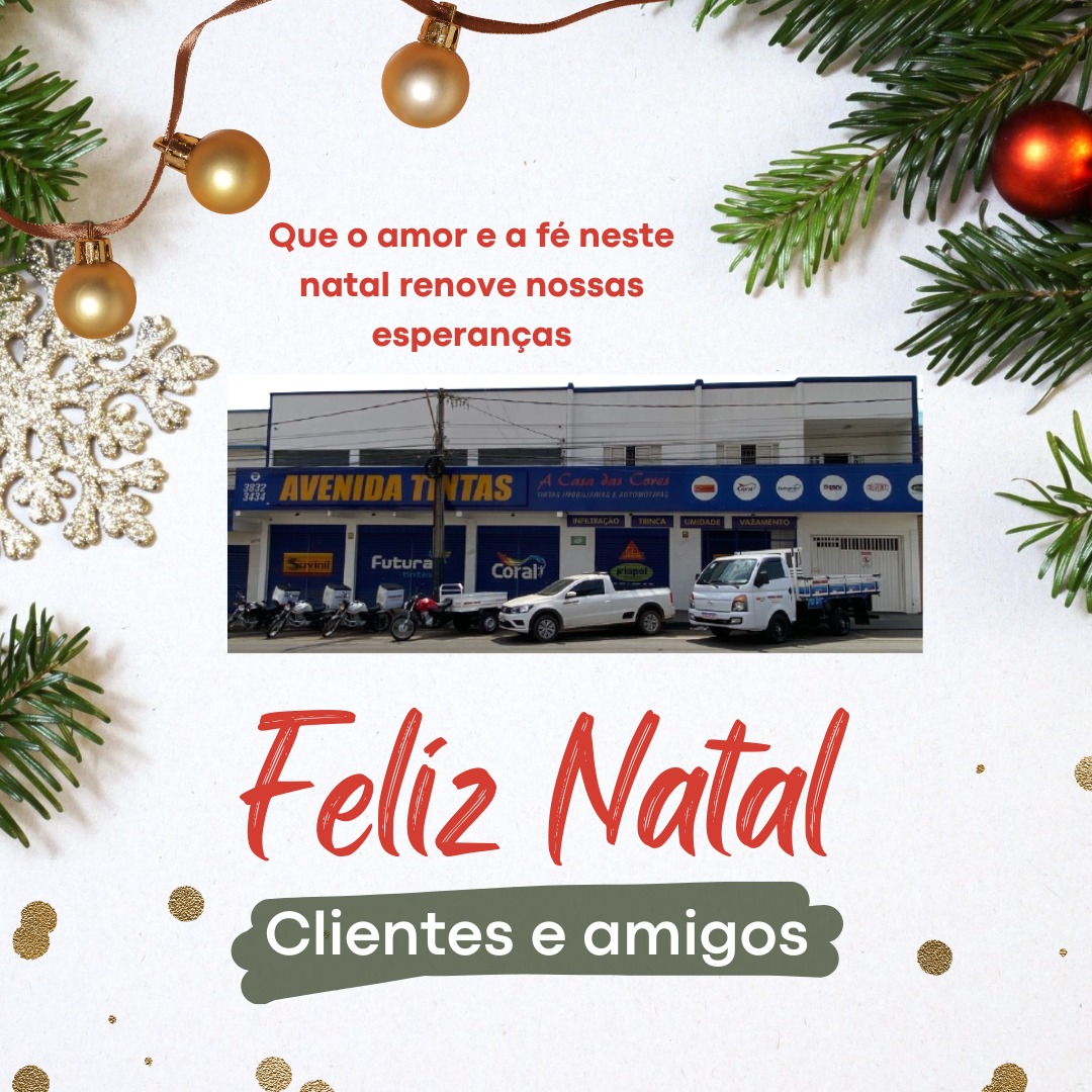 Avenida Tintas deseja a todos amigos e clientes feliz Natal e boas festas! Avenida Tintas deseja a todos amigos e clientes feliz Natal e boas festas!